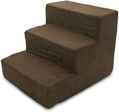 Best Pet Supplies 3-Step Pet Stairs, 18 by 15 by 13-Inch, Dark Brown Suede by BestPetSuppliesLLC
