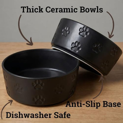 Ceramic Dog Bowl Set of 2 with Anti-Skid Base 7.5" W x 3" H, 6 Cup Capacity - Image 2
