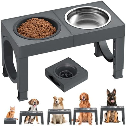 XIAZ Elevated Dog Bowls Large Breed Raised Dogs Bowl Stand Large/Medium Sized Dog Slow Feeder Dogs Bowls Food Water Stands 5 Heights Adjustable 9/11/12/14in Pet Feeder Dish Station by XiaZPet