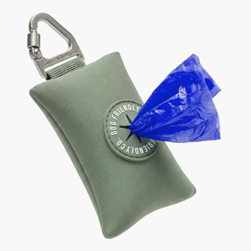 Dog Friendly Co. Poop Bag Holder for Leash, Doggie Waste Bag, Premium Khaki by DogFriendly