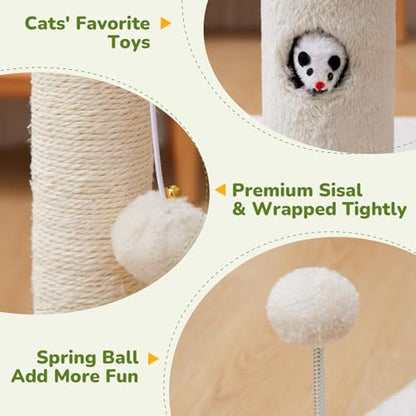 Woochpet Funny Cat Scratching Posts Sturdy Scratcher Posts 33'' Off White - Image 3