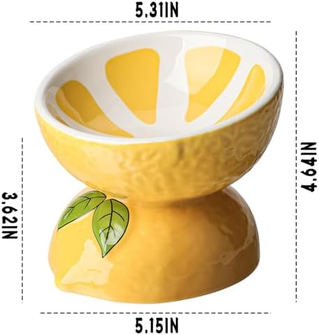 Elevated Cat Food Bowls for Indoor Cats Ceramic Raised Cat Bowl for Food and Water (Yellow) - Image 2