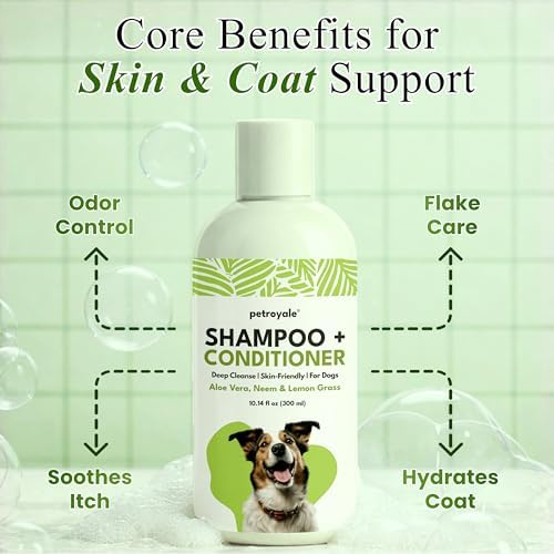 Dog Shampoo and Conditioner – Dog Shampoo for Shedding & Smelly Dogs – Aloe & Lemongrass Scent - Puppy Safe All Breeds Pet Friendly Dogs Shampoo (10.14 floz) - Image 3