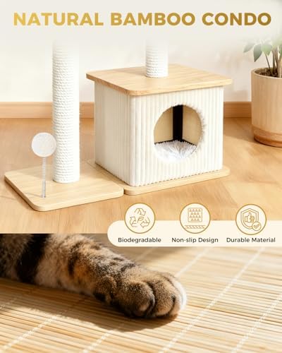 Small Cat Tree for Indoor Kittens, 30" Compact Modern Cat Tower - Image 3
