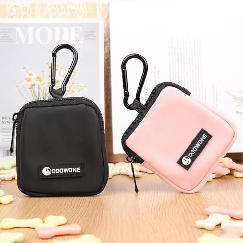 Dog Treat Pouch 2 Pack, Waterproof, Zipper Closure, Hands Free, Black+Pink - Image 4