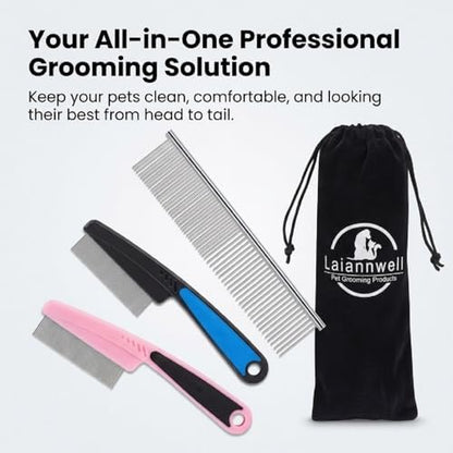 Cat Combs,Pet Comb Laiannwell Professional Grooming Comb for Dog/Cat/Small Pets(3 Packs) - Image 6