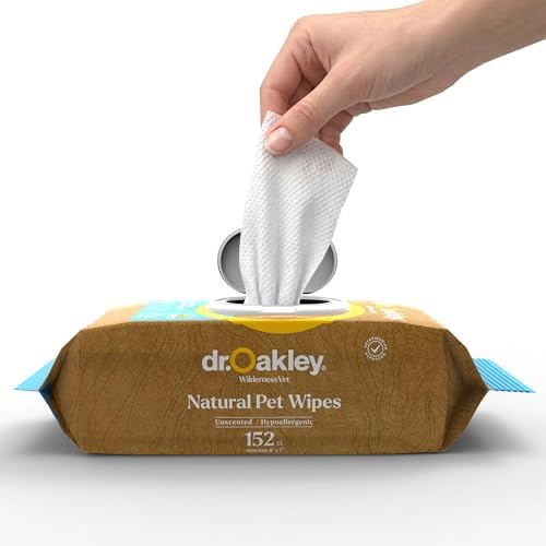 Dr. Oakley Dog Wipes for Paws and Butt | 152 Large 8x7 Pet Wipes for Dogs | Plant-Based Dog Cleaning Wipes | Dog Grooming Supplies for Sensitive Skin | Vet Recommended Daily Natural (Unscented) by Unknown