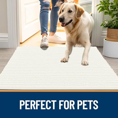 OLANLY Dog Door Mat for Muddy Paws 34x21, Extra Absorbent Chenille Mud Mat - Image 6