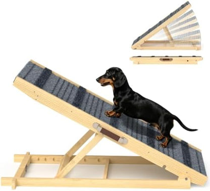 Dog Ramp for Bed, 7 Adjustable Height Large Pet Ramp, Support Up to 150lbs by TIMHAKA
