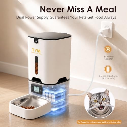 Automatic Cat Feeder 7L, 9 Meals/Day Food Dispenser for Cats Small Dog Pet - Image 6