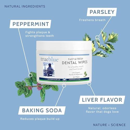 TrueBlue Parsley & Peppermint Fast and Fresh Dog Dental Wipes – Pre-Moistened Teeth Cleaning Pads - Non-Toxic, All-Natural Tooth Cleansing– 50 Count - Image 3