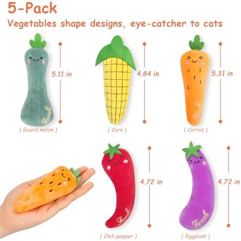 ETEKYER Catnip Cat Toys for Indoor Cats, Vegetable Shape 5 Pack - Image 6