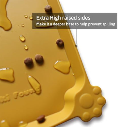 Hoki Found Silicone Pet Food Mats Tray - Dog Pet Cat Feeding Mat - Waterproof Dog Cat Food Mats -Pet Water Mats for Carpet -Honey - Image 2