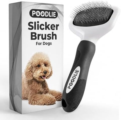 Poodle Pet Slicker Brush - For Dogs, Cats, and Rabbits - Removes Matted Fur, Knots, and Loose Hair - Suitable for Grooming Doodles and Goldendoodles with Short or Long Hair by Poodlie