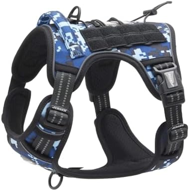 Auroth Tactical Dog Training Harness No Pulling Front Clip Leash Adhesion Reflective K9 Pet Working Vest Easy Control for Small Medium Large Dogs Blue Camo S by AurothPets