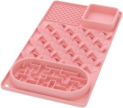 Slow Feeder Bowl for Large Dog, Silicone Lick Mat & Snuffle Mat with Suction Cups - Interactive Puzzle Feeder to Slow Eating & Keep Busy, Reduce Vomiting & Relieve Boredom (21"x 11" Pink) by Unknown