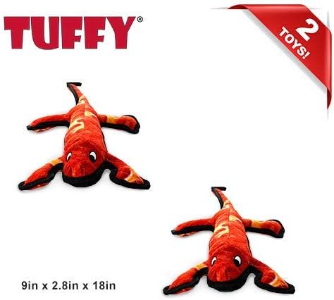 TUFFY - World's Tuffest Soft Dog Toy - Desert - Multiple Layers. Made Durable, Strong & Tough. Interactive Play (Tug, Toss & Fetch). Machine Washable & Floats (Lizard, Large 2 Pack)
