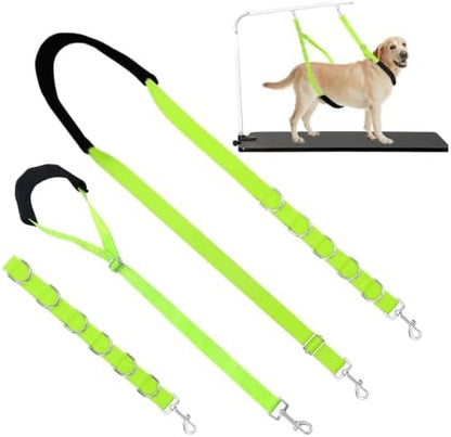 Dog Grooming Belly Strap Dogs Grooming Table Arm Extender Loop with D-Rings Adjustable Bathing Restraint Leash No Sit Haunch Holder for Small & Medium Dog Cat Hair Cutting Washing (Green) by ASOCEA