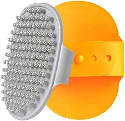 Dog Grooming Brush, Pet Shampoo Bath Brush Shedding Soothing Massage Rubber Comb with Adjustable Ring Handle for Long Short Haired Dogs and Cats 2pcs by Kwispel