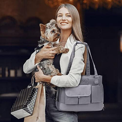 Dog Carrier, Cat Carrier, Pet Carrier, Foldable Waterproof Premium Oxford Cloth Dog Purse, Portable Bag Carrier for Small to Medium Cat and Small Dog（Grey） - Image 6