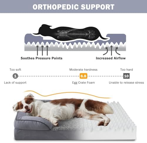 INVENHO Orthopedic Dog Beds Large Sized, XL Washable Dog Sofa with Egg-Crate Foam, Waterproof Lining and Non-Skid Bottom - Image 2