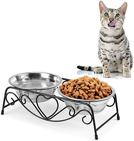 Ejoyous Pet Bowl Double Cat Dog Waterer Bowls Elevated Water Food Feeder by Ejoyous
