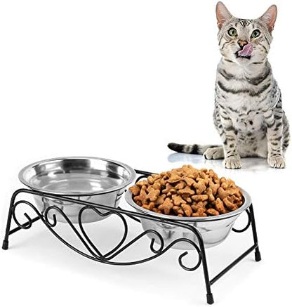 Ejoyous Pet Bowl Double Cat Dog Waterer Bowls Elevated Water Food Feeder by Ejoyous