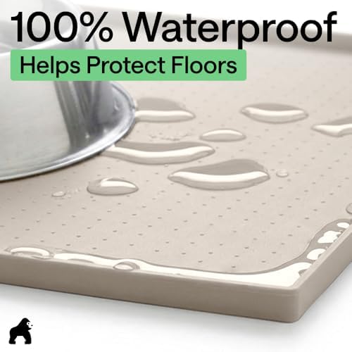 GORILLA GRIP Dog Food Mat, 100% Waterproof Silicone, 18.5x11.5 Beige - Image 4