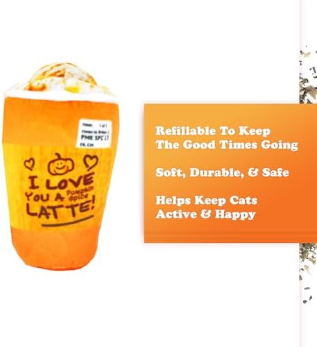 Meowijuana Fall Pumpkin Spice Latte Refillable Cat Toy | Plush Catnip Toy - Image 3