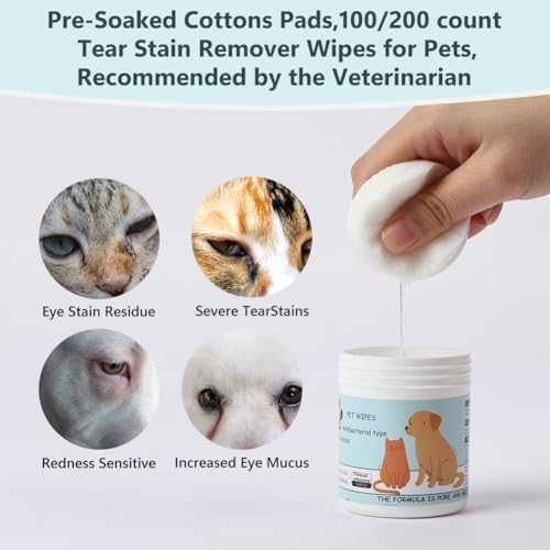 AOMIG Dog Eye Wipes for Discharge and Crust, Tear Stain Remover for Dogs, Gently Pet Wipes for Cats Eye Cleaner, Pet Wipers for Remove Eyes Debris Mucus Gunk, Puppy Ear Face Cleansing Pads 200ct - Image 3
