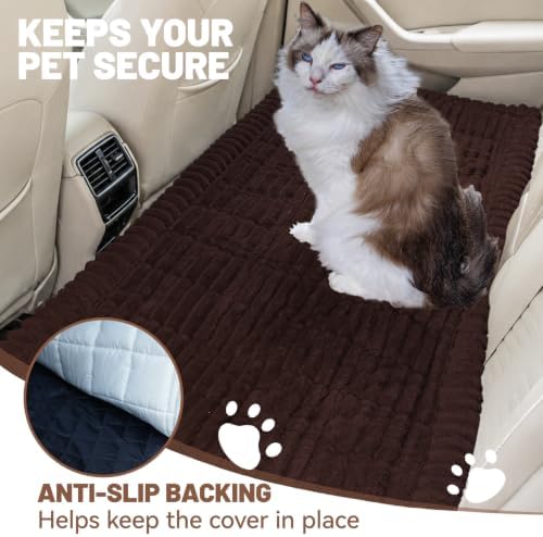 Dog Bed for Car Back Seat, Waterproof Dog Blanket for Car, Dark Brown - Image 6