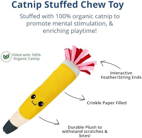 Pencil Kicker Catnip Toy w/ Long Shape & Bite Resistant Plush for Cat Chew Toy w/ Crinkle Paper & Organic Catnip - Image 2