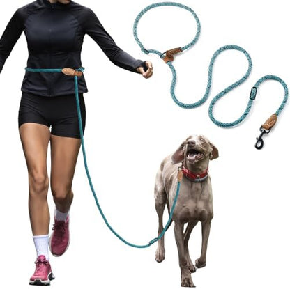 Mile High Life Hands Free Dog Leash, Crossbody Waist Leash with Genuine Leather Connection, Multifunctional Adjustable Slip Lead for Dog Walking Running (Green, 7FT) - Image 5