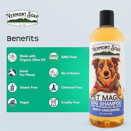 VERMONT SOAP Organic Pet Shampoo, Unscented Natural Dog Shampoo, 16 oz - Image 2