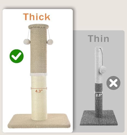 Made4Pets Tall Cat Scratching Post with Sisal & Carpet for Indoor Cats, 33" - Image 3
