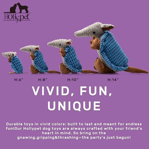 Hollypet Armadillo Squeaky Dog Toys for Medium Large Dogs, 10" - Image 2