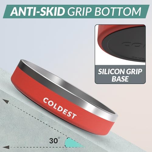 Coldest Dog Bowl - Anti Rust Metal, Non Slip, 3 Layers Insulated Stainless Steel Dog Bowls - Spill Proof & Heavy Duty - Water Bowl for Dogs, Cats & Pets, Dish Washer Safe (21 oz, Red) - Image 2