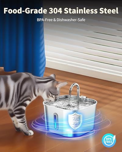 Lawfery Cat Water Fountain Stainless Steel, 74oz/2.2L Pet Fountain - Image 3