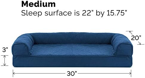 Furhaven Cooling Gel Dog Bed for Medium/Small Dogs w/ Removable Bolsters & Washable Cover, For Dogs Up to 35 lbs - Quilted Sofa - Navy (Blue), Medium - Image 5
