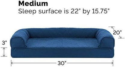 Furhaven Cooling Gel Dog Bed for Medium/Small Dogs w/ Removable Bolsters & Washable Cover, For Dogs Up to 35 lbs - Quilted Sofa - Navy (Blue), Medium - Image 5