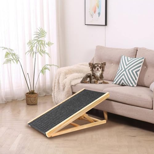 Dog Ramp for Bed,Pet Ramp for Small Dogs to Get on Bed,Couch,Car, Non-Slip Rubber Surface,16" Wide Hold up to 80lb, Adjustable Foldable Dog Ramp (Natural,16" Wide) - Image 7
