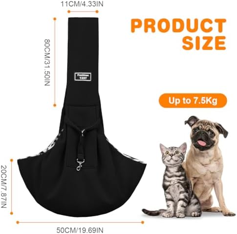 Dog Sling Carrier with Padded Strap, Reversible Pet Carrier for Cat Dogs, Hands Free Puppy Sling with Pocket, Dog Carriers for Small Dogs Cats, Cat Purse Bag Outdoor Travel Safety Harness - Image 2