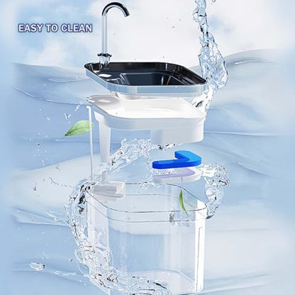 Cat Fountains for Drinking, Stainless Steel Bowl Cat Water Fountain,Water Dispenser for Cats, 74OZ/2.2L Water Fountains for Cats Indoor - Image 6