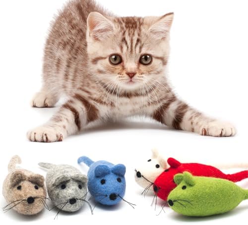 Glaciart One Felt Mouse Cat Toy – 6 Pcs | Soft Fuzzy Enrichment 100% Natural Wool - Interactive Catnip Play Cat Toy Set - Safe for Pets, Non-AZO Colored Dyes - Image 6