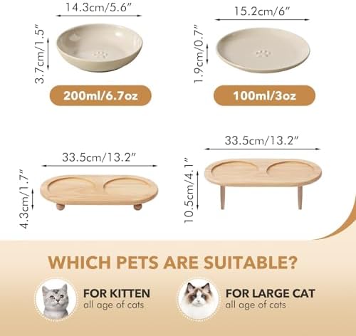 Havniva Elevated Cat Bowls, Cat Food and Water Bowl Set, Ceramic Cat Bowl - Image 2