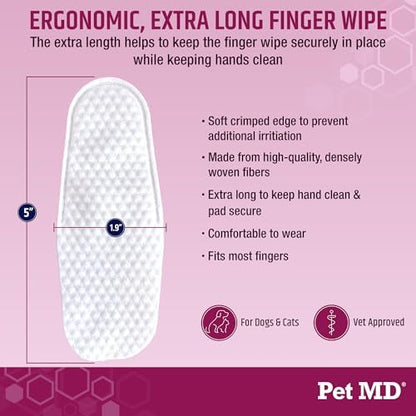 Pet MD Wrinkle Finger Wipes for Dogs & Cats - Pet Tear Stain Remover - 50ct - Image 6
