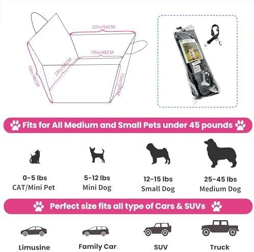 Medium Dog Car Seat - Scratchproof Waterproof Booster Seat for Large Dogs, SUVs, Cars & Trucks - 19" x 23" x 19" - Image 5
