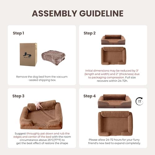 Medium Orthopedic Dog Bed for Small Dog, Removable Washable, Brown - Image 3