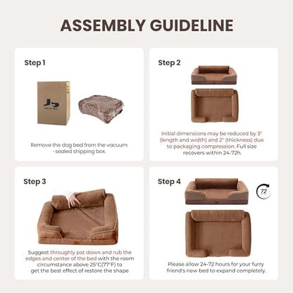 Medium Orthopedic Dog Bed for Small Dog, Removable Washable, Brown - Image 3