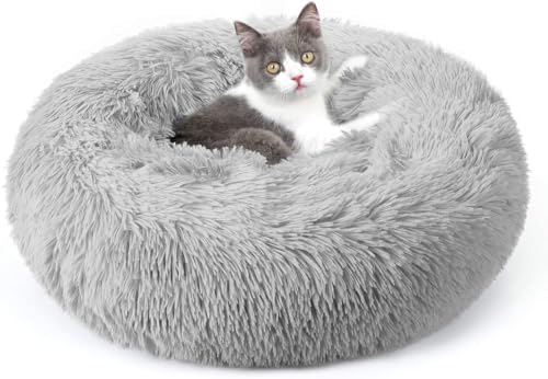 rabbitgoo Calming Cat Beds for Indoor Cats, 20 inches, Light Grey by rabbitgoo